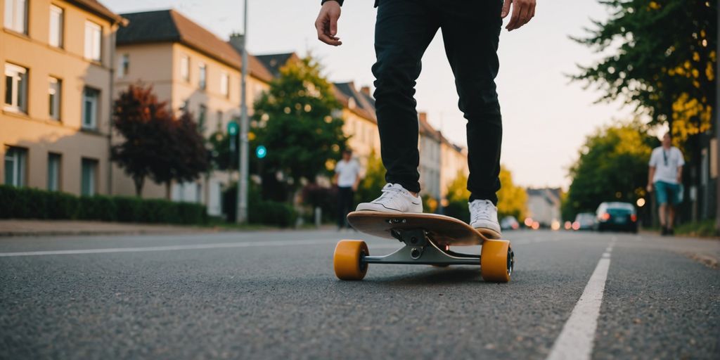 Kinder und Jugendliche Longboarding auf sonniger Straße