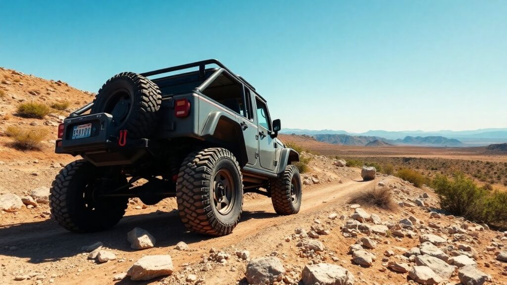 Geländewagen auf felsigem Untergrund